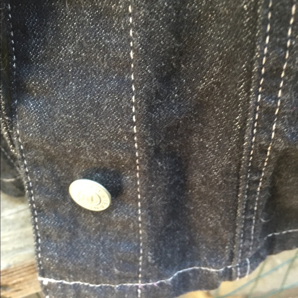 Kreativekristen wolf embellished black  vintage gray denim jacket  HP26x6 - Picture 10 of 16